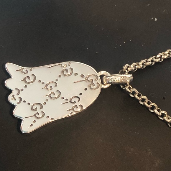GUCCI Sterling Silver Ghost GG Monogram Necklace 21” Unisex NIB - Picture 14 of 17